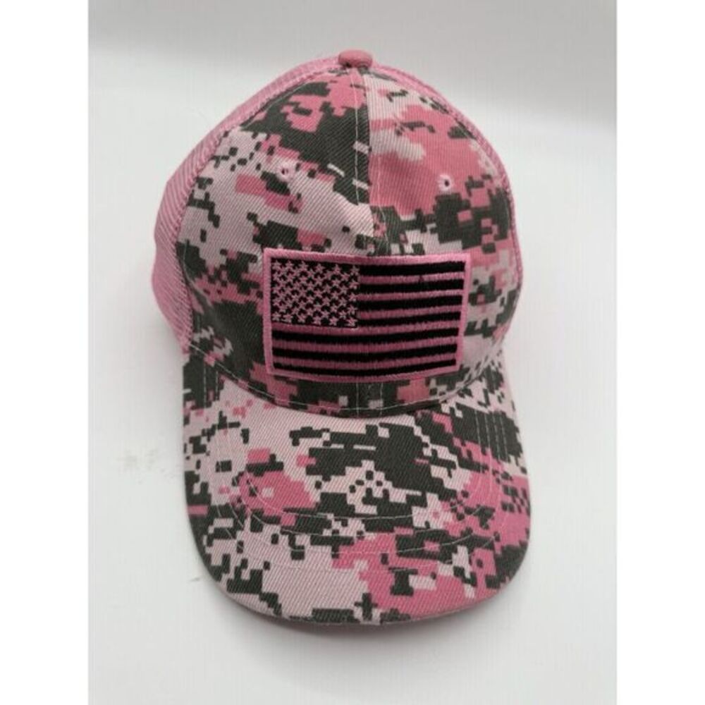 Pink Camo American Flag Hat Cap Snap‎ Back